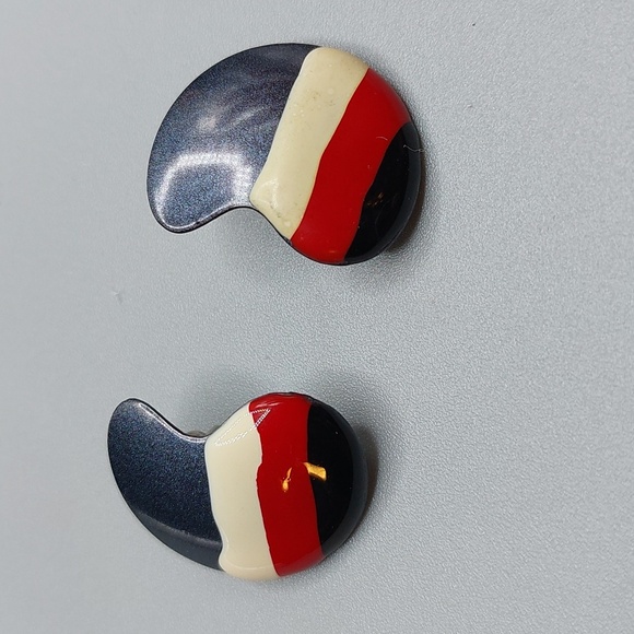 Vintage Jewelry - Modern Vintage Colorful Abstract Enameled Stud Earrings